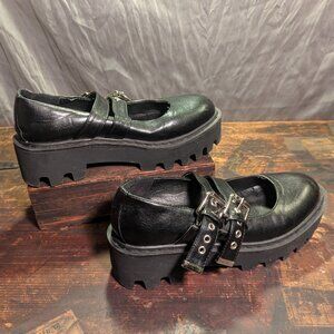 La Moda Dolls Kill Raven Sweetie Pie Platform black Mary Janes Sz 6